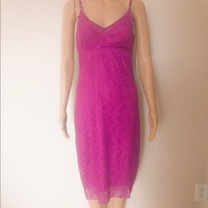 Lulu’s Fuchsia Lace Midi Dress